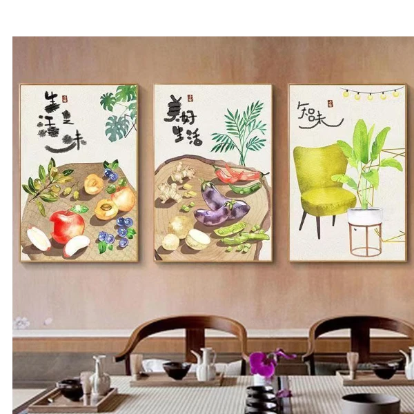餐厅现代简约diy数字油画手绘填色水果蔬菜背景墙油彩装饰挂画