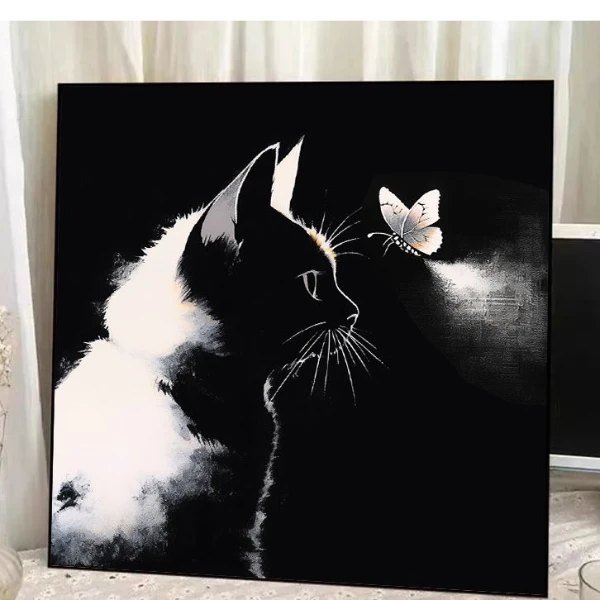 数字油画diy光影小猫蝴蝶 高颜值油彩画填色减压丙烯手工装饰挂画
