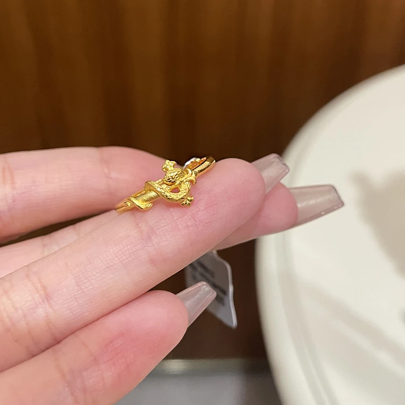 瑞诺黄金权杖蛇戒指女999足金灵蛇戒子本命年蛇形指环送女友礼物