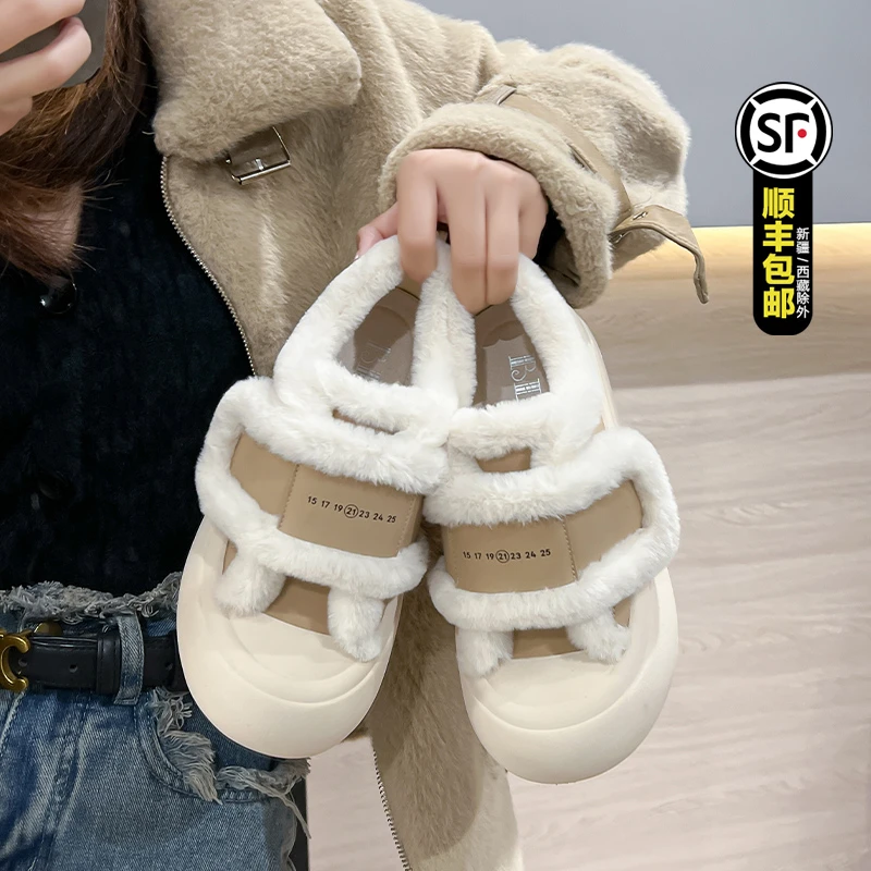 BL静哥加宽大码女鞋KY35070网红毛毛鞋加绒棉鞋厚底雪地鞋外穿ins