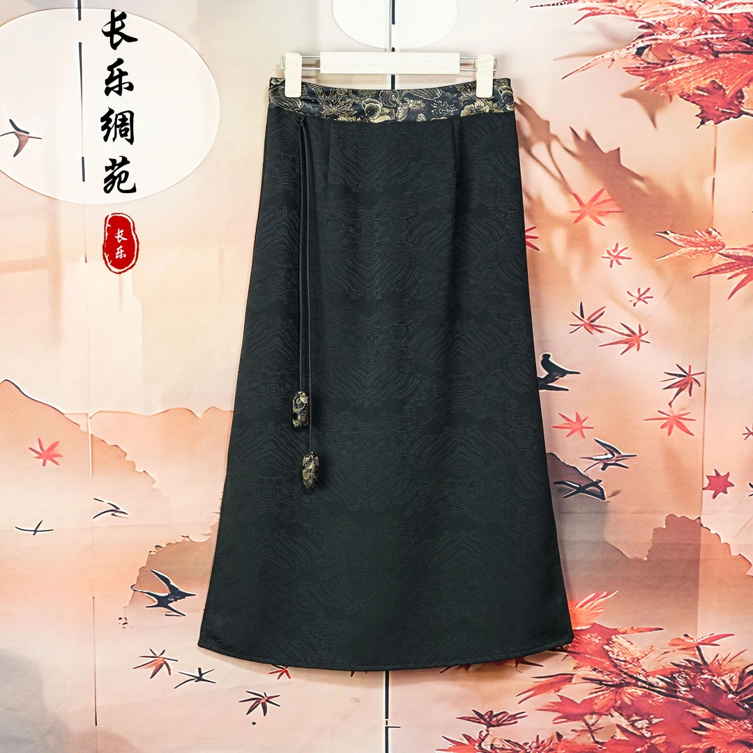 【长乐绸苑】新中式松紧腰国风流苏半身裙（T100）