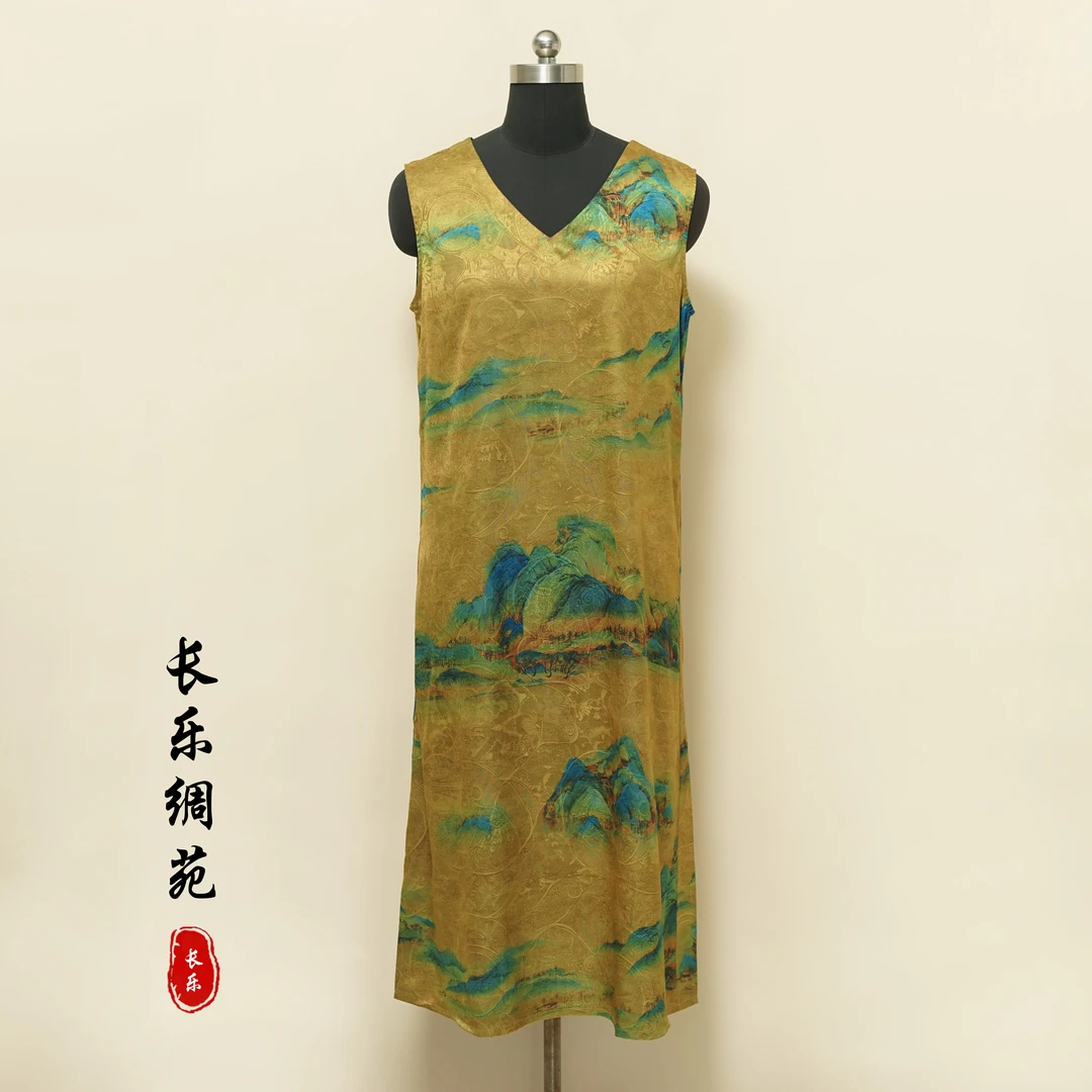 【长乐绸苑】新中式休闲提花背心连衣裙（C0151）