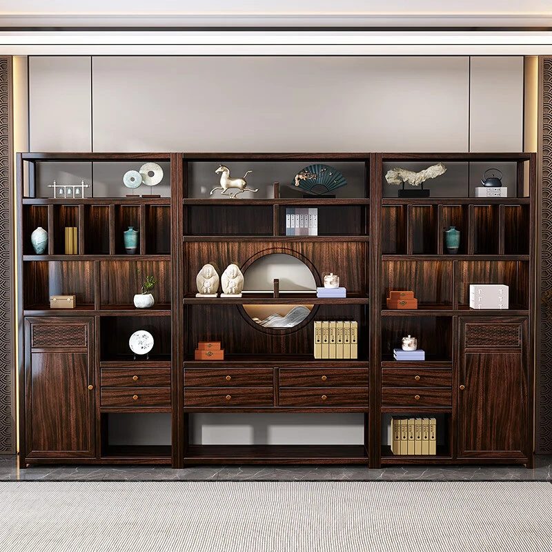 乌金木博古架实木中式多宝阁实木现代简约书柜书架置物架储