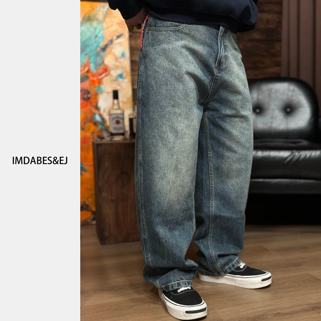 【后口袋撞色】重磅美式复古做旧洗水 宽松 牛仔裤