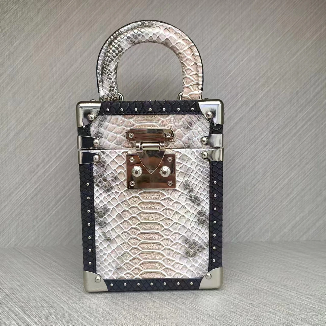 轻奢时尚女士银色手提包（无礼盒）百搭高奢蛇纹潮流