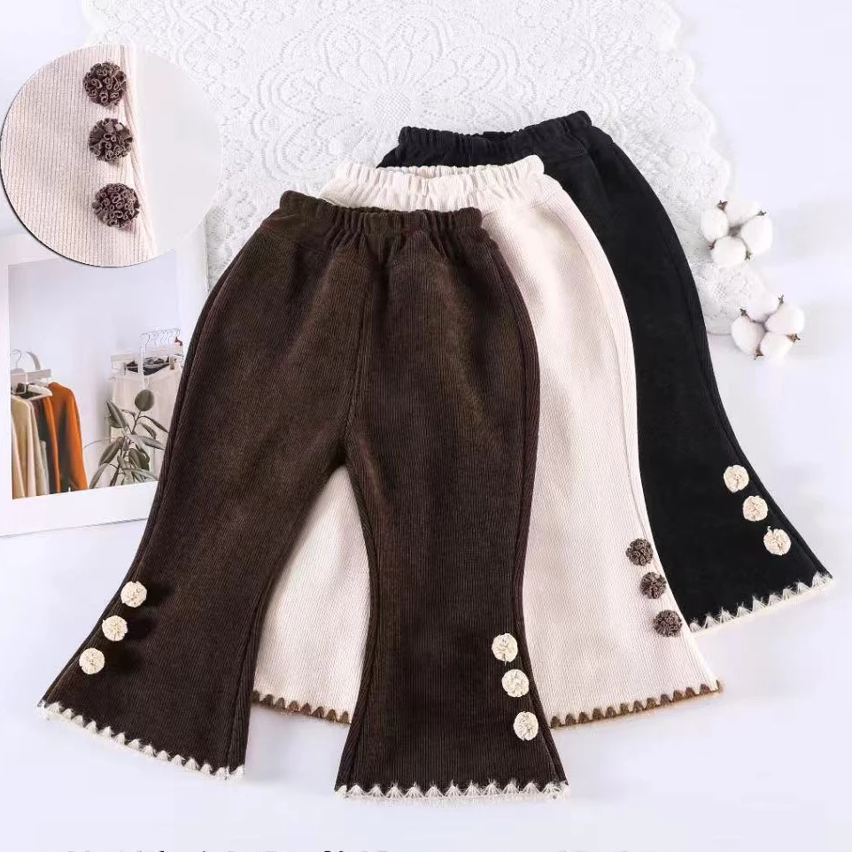 A02秋冬季女童加绒喇叭裤