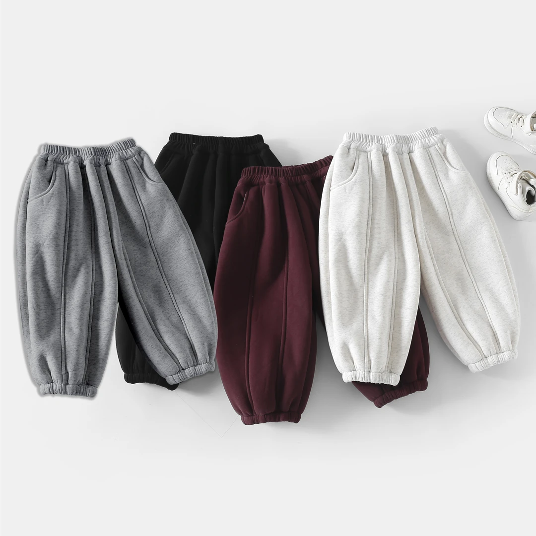 G2024018新款冬季男女童百搭原创亲子潮流2024保暖舒适休闲加绒裤