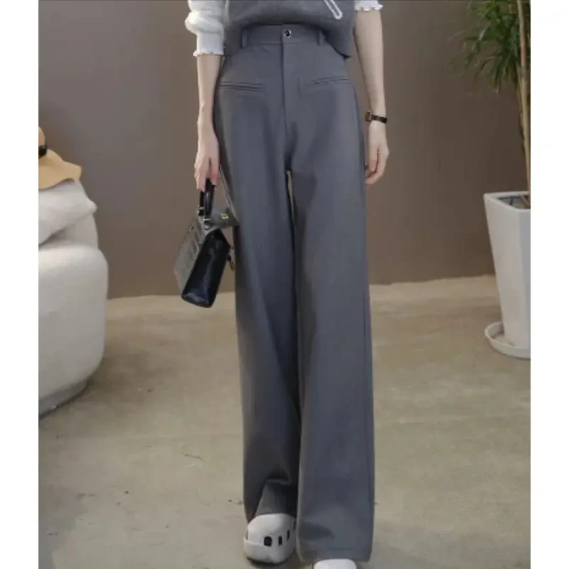 直筒显瘦时尚高级秋冬季法式设计宽松直筒阔腿裤气质高腰休闲百搭