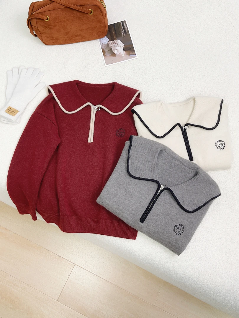 【女王洛克】韩版洋气时尚简约绵羊毛针织衫百搭显瘦毛衣LK81187