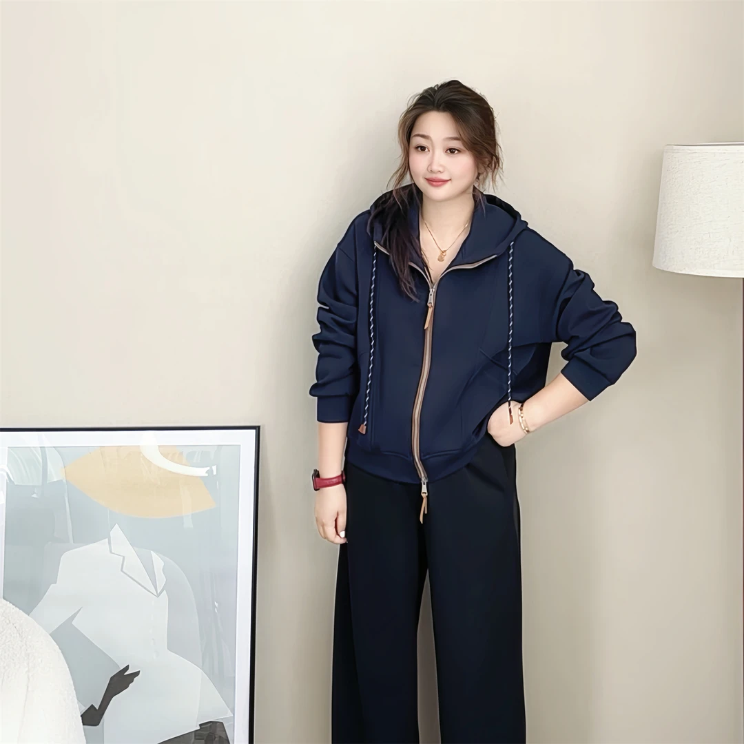 【女王洛克】小众简约显瘦设计感连帽卫衣韩版休闲衫连帽外套LK8807