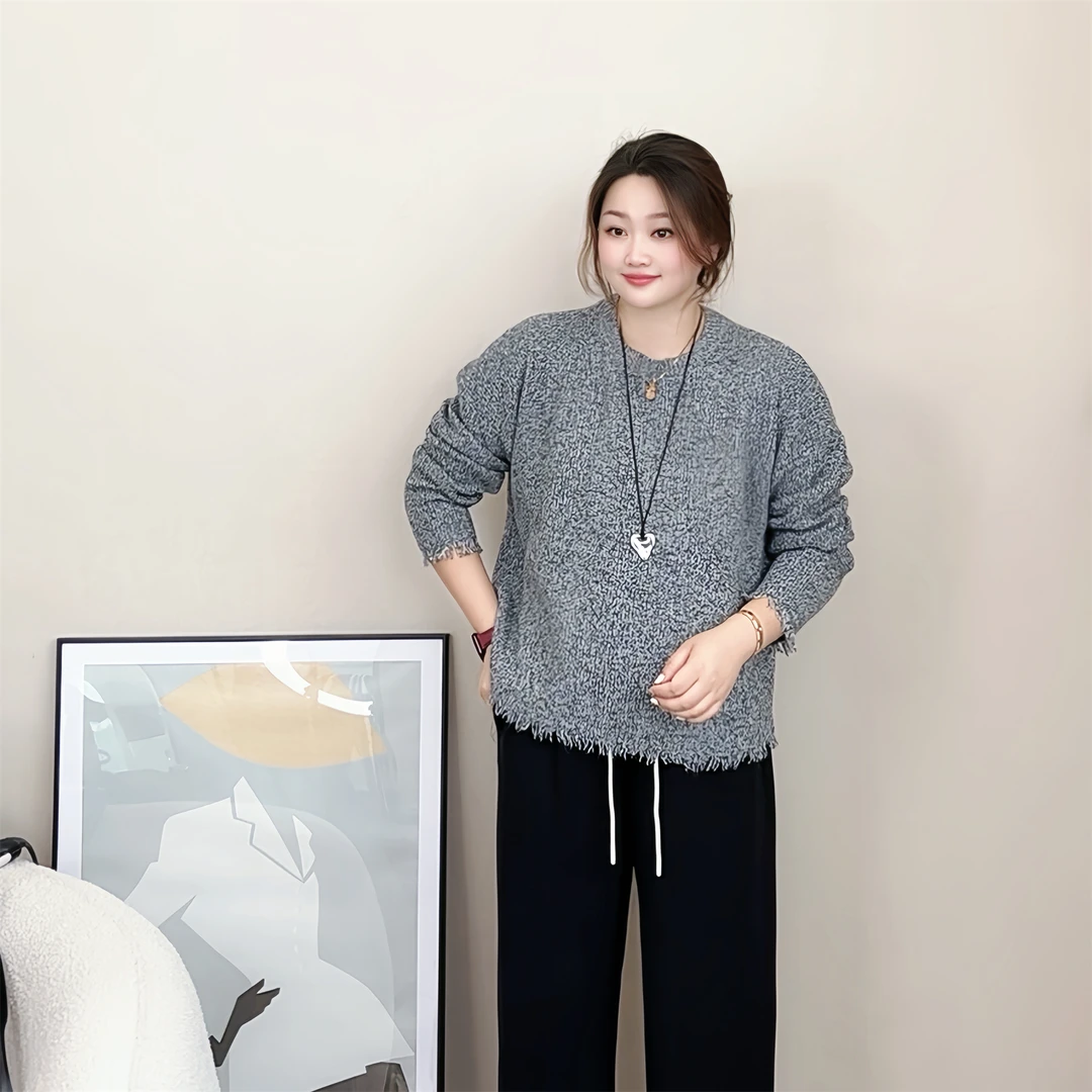 【女王洛克】秋季新款小众设计感纽扣显瘦减龄针织衫毛衣LK8853