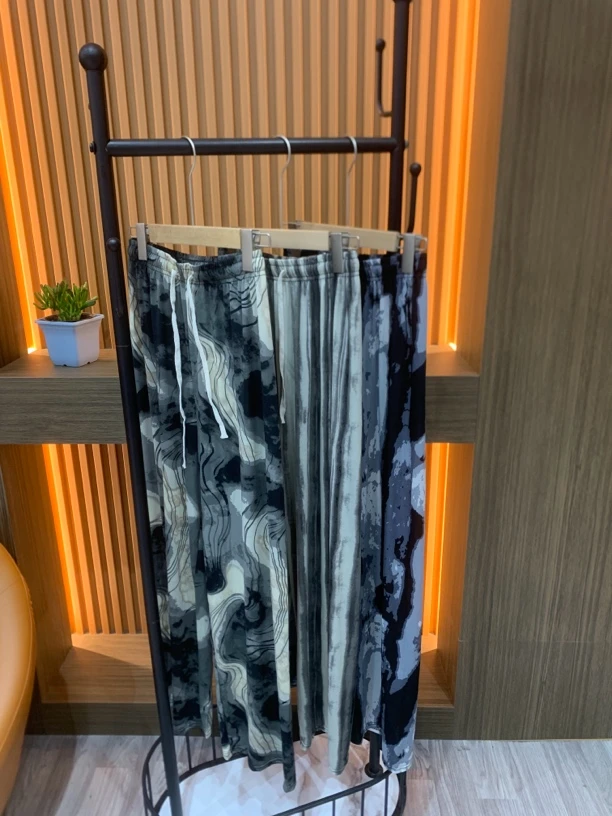 96381 时尚休闲百搭高腰水墨休闲裤