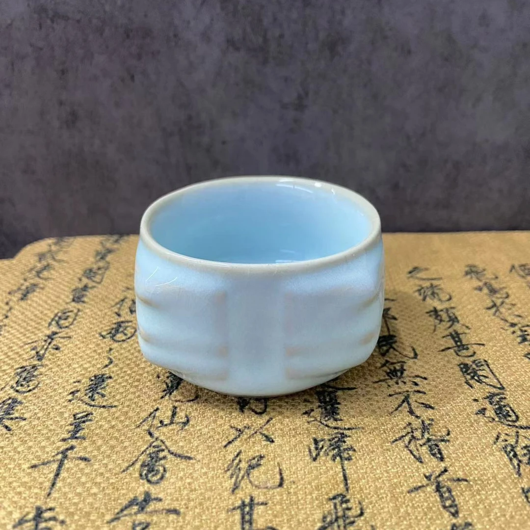 谦杯 亮釉汝瓷四方杯 J3020