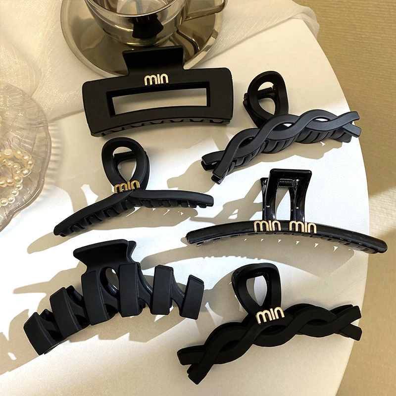 黑色盘头发抓夹大号抓夹女气质头发夹子发量多后脑勺鲨鱼夹发卡