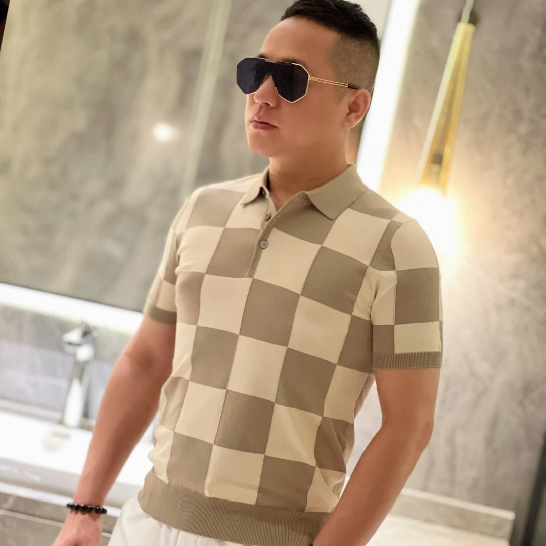 6575孙先生欧货男装彩色方格翻领半袖男款时尚 polo衫