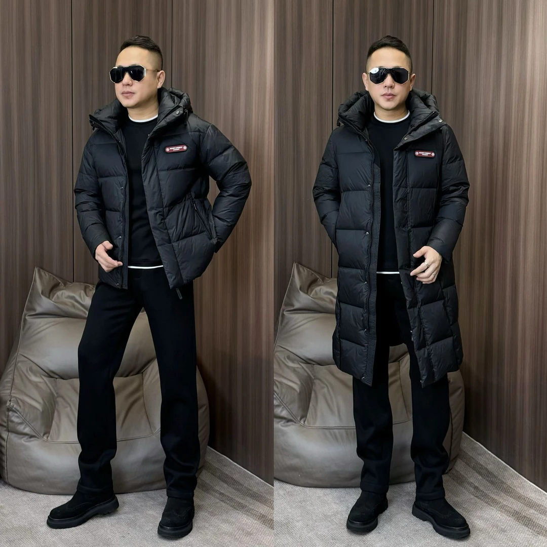 孙先生｜高品质男款长款羽绒服冬季保暖厚款连帽白鸭绒服879