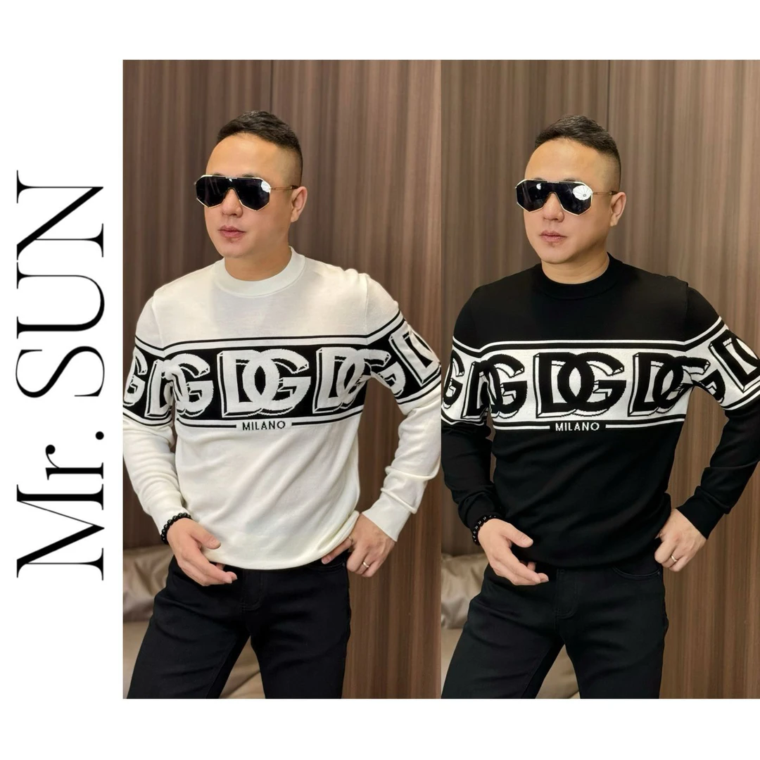 137孙先生｜DIGARIA&GRDEIA100%绵羊毛大字母拼色圆领打底羊毛衫