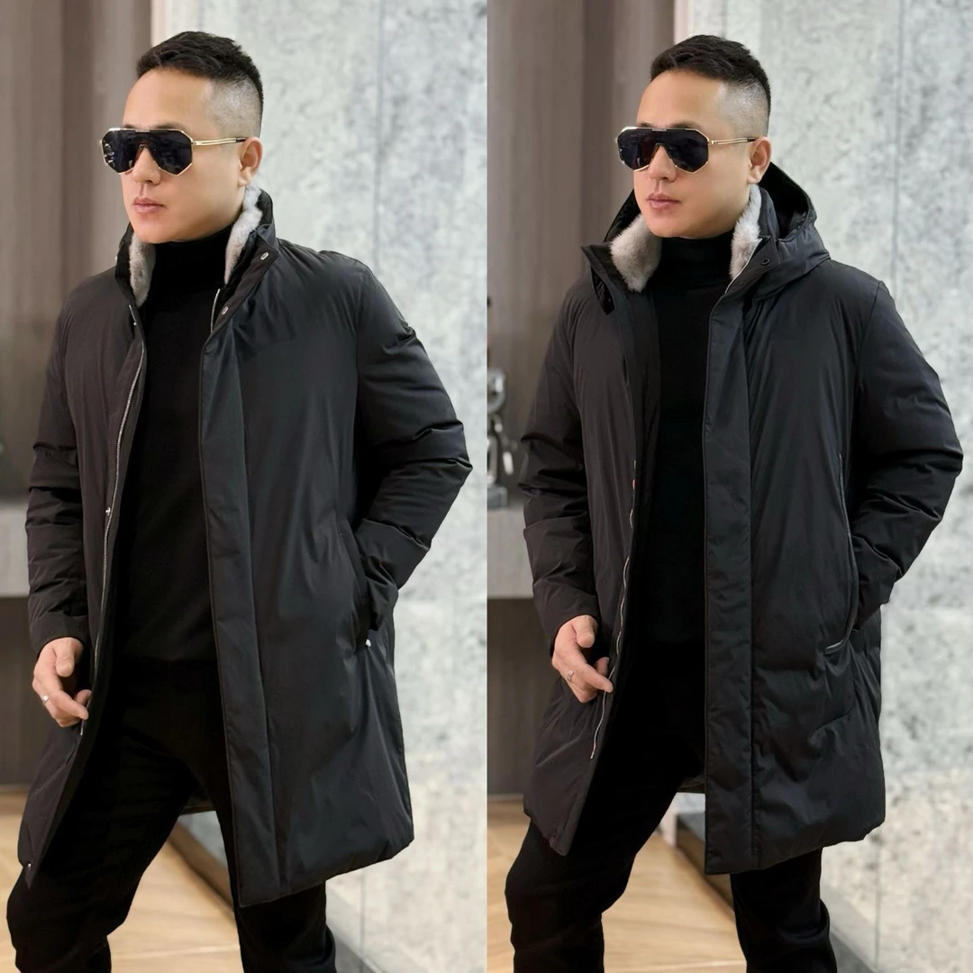 孙先生｜高定款鹅绒服男款中长款水貂领可拆卸帽鹅绒羽绒服 99200