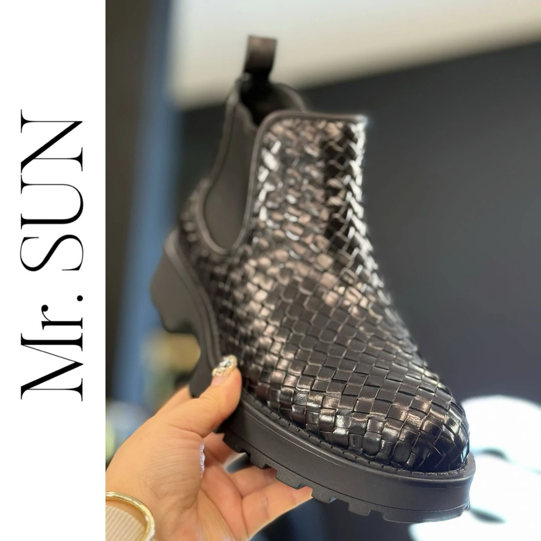 孙先生｜纯皮编织男士冬款皮鞋一脚蹬加绒皮鞋1388