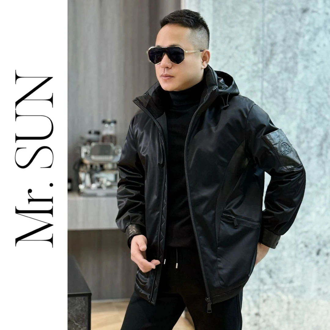 孙先生｜高奢款男款羽绒服缎面配山羊皮连帽鸭绒羽绒服99300不退换