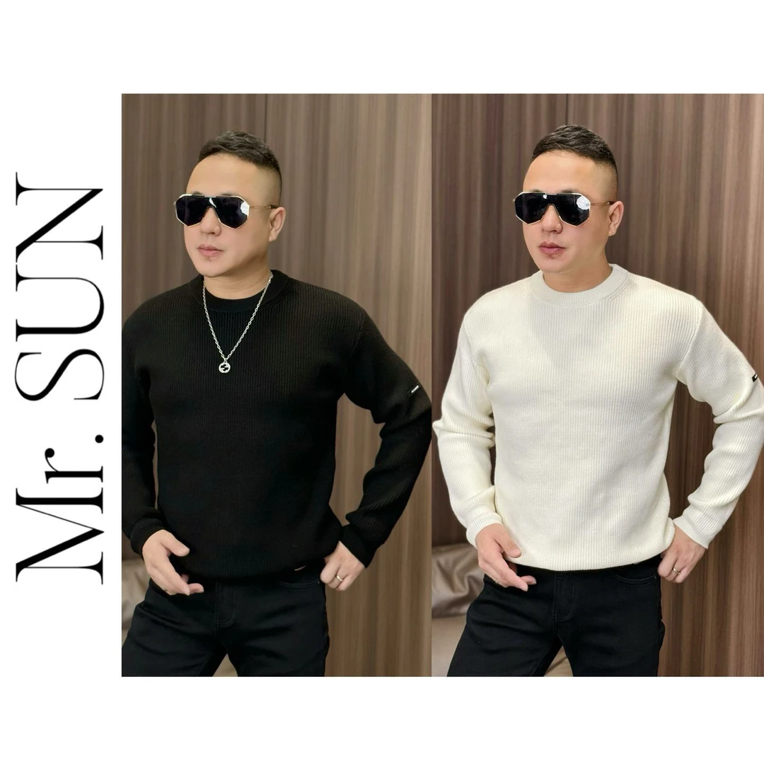 孙先生｜小众设计师绵羊毛混纺男粗线时尚圆领针织毛衣92506不退换