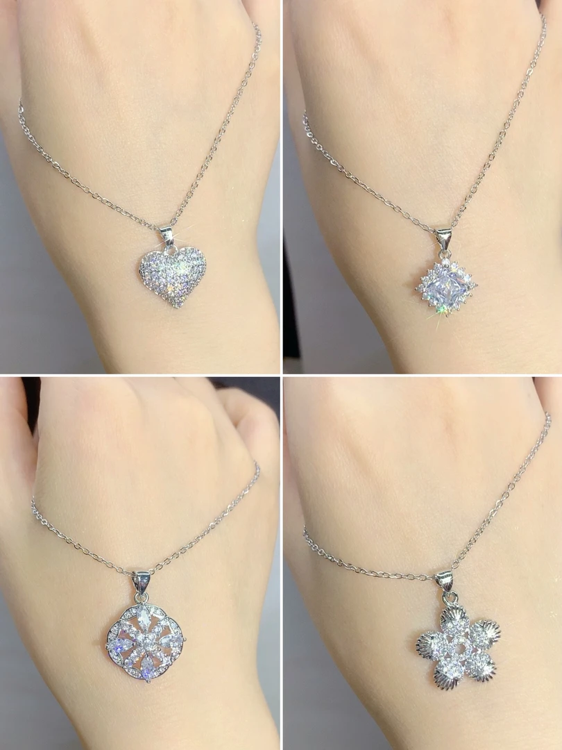 铜合金合成锆石项链 时尚简约百搭 气质精致超闪饰品项链