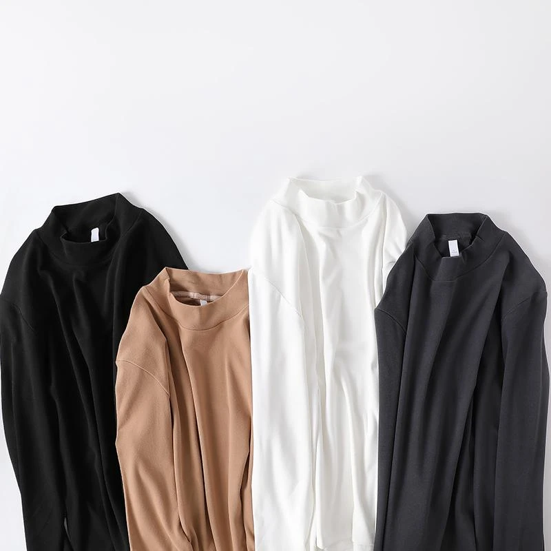 6便士2【U63-260g重磅保暖双面德绒半高领打底衫】秋冬休闲简约长袖