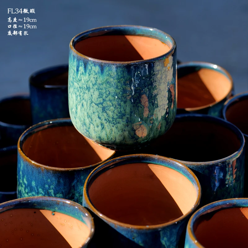 多肉花盆陶瓷大口径创意法师老庄透气粗陶花卉绿植花卉盆微瑕FL34