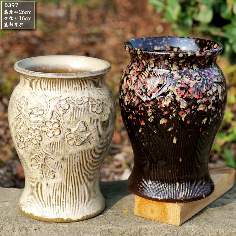 三角梅沙漠玫瑰兰花多肉植物老桩法师粗陶陶瓷简约紫砂大花盆B397