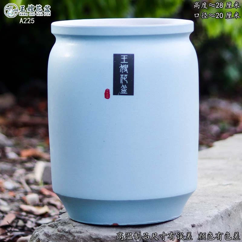 花盆陶瓷高款老庄多肉盆创意手绘透气粗陶简约盆A225向蓝王嫂花盆