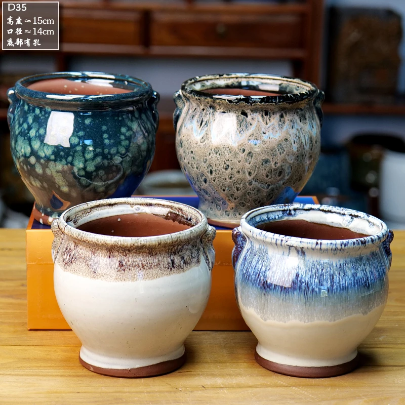 多肉花盆陶瓷户外庭院家用创意高盆法师阳台悬崖老桩透气盆D35