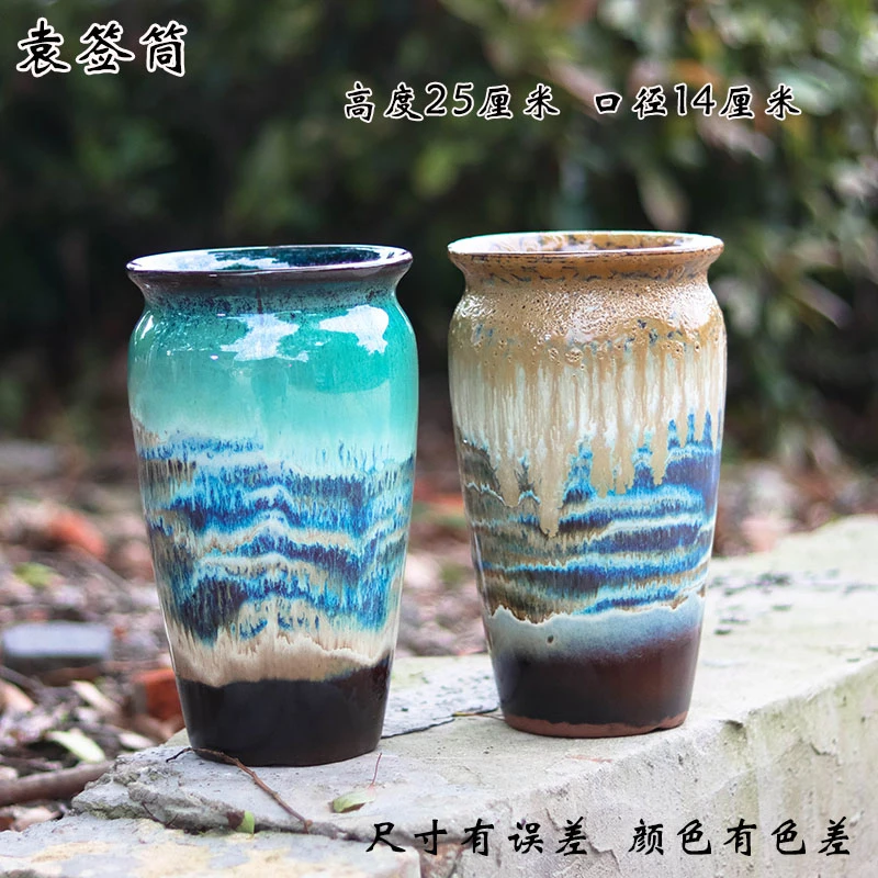 袁千筒-手工微瑕粗陶简约花盆紫砂花盆透气陶罐多肉老桩