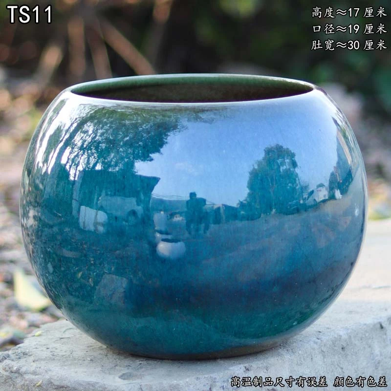袁TS11绿色圆球-绿植大花盆居家绿色简约轻奢风高端多肉插花陶罐