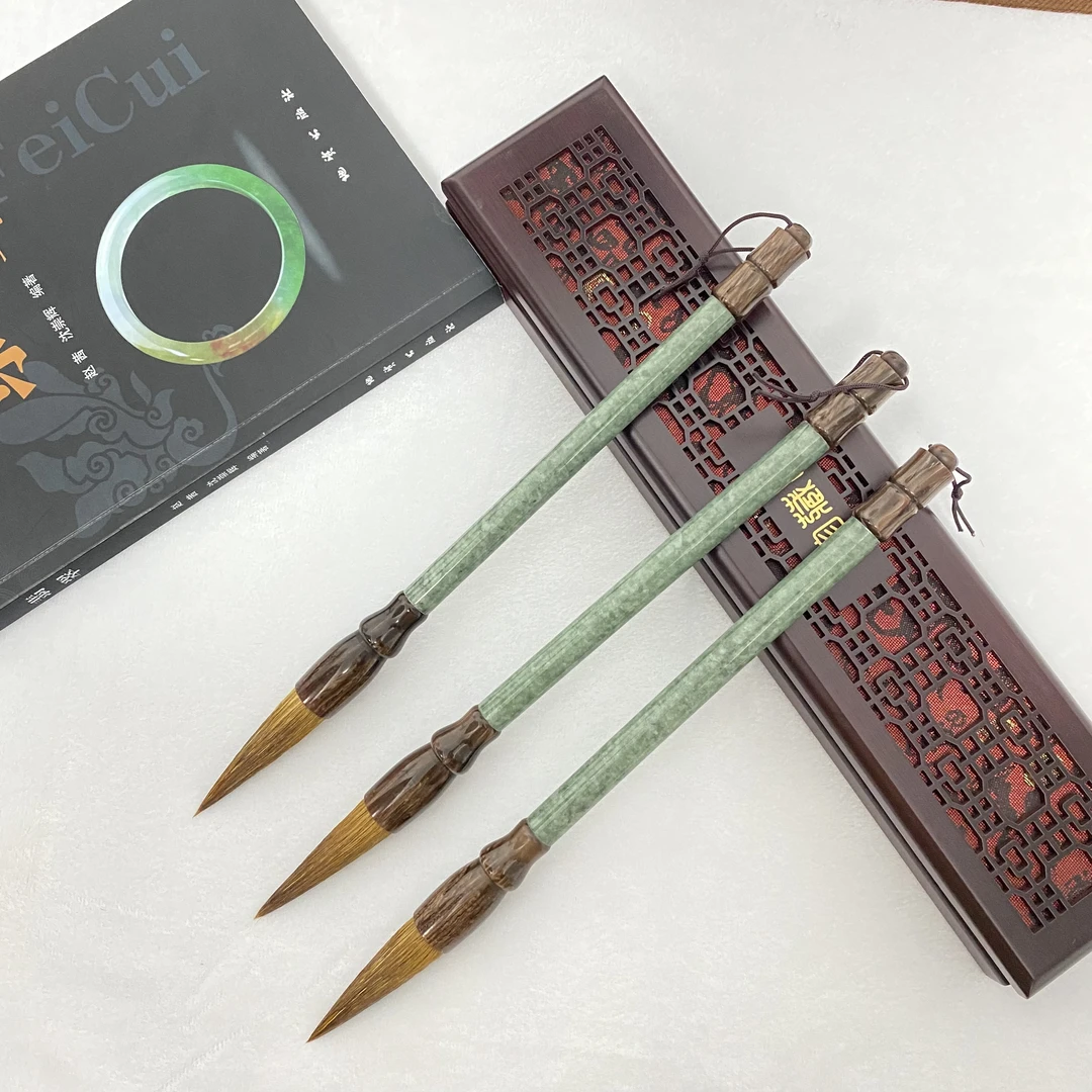 天然翡翠毛笔文昌笔金榜题名多样性发货