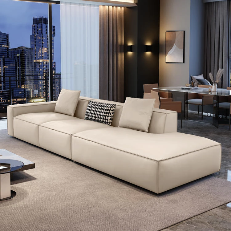 沙发客厅小户型轻奢现代奶油风家用意式极简直排豆腐块沙发