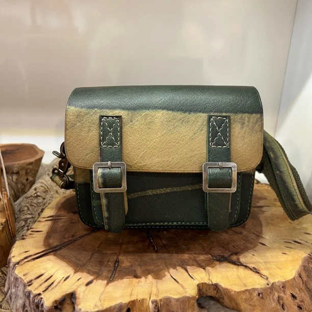 手工制作复古牛皮拼色剑桥包单肩斜挎包