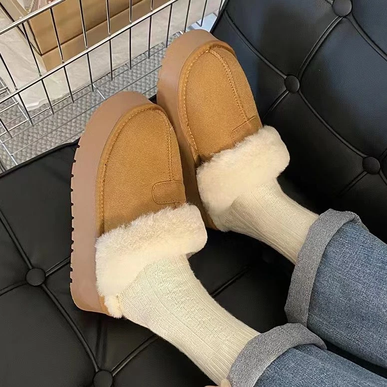TT585冬季新款厚底时尚保暖棉拖鞋加绒防滑百搭女拖 FZNLL028