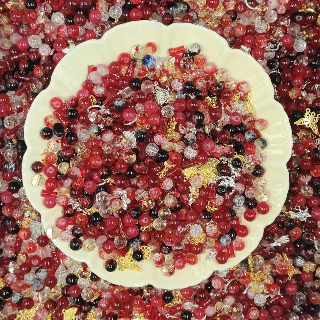 半成品饰品DIY精选琉璃珠混款爆花玉碎透珠时尚气质百搭挖挖乐