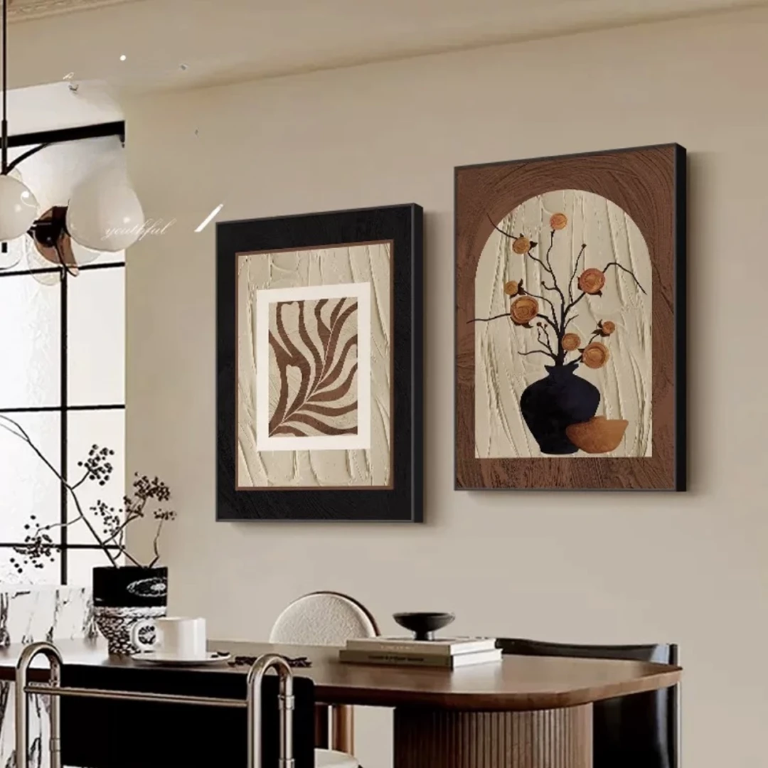 中古风两联肌理板画源头工厂适合客厅餐厅卧室的挂画