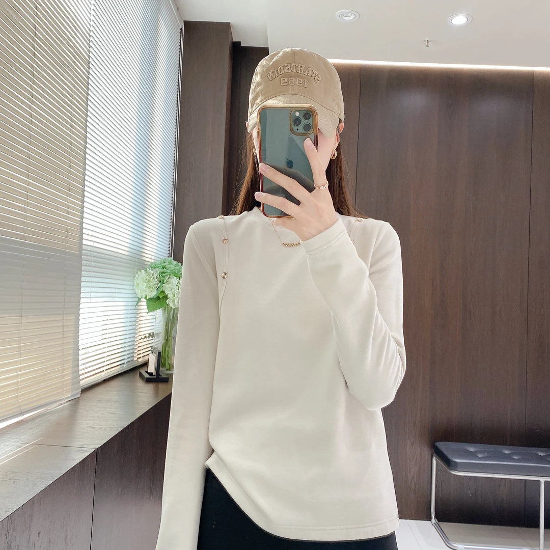 IMFLY金小金自制 打底衫DYW8138圆领长袖T恤女秋冬季叠穿内搭上衣