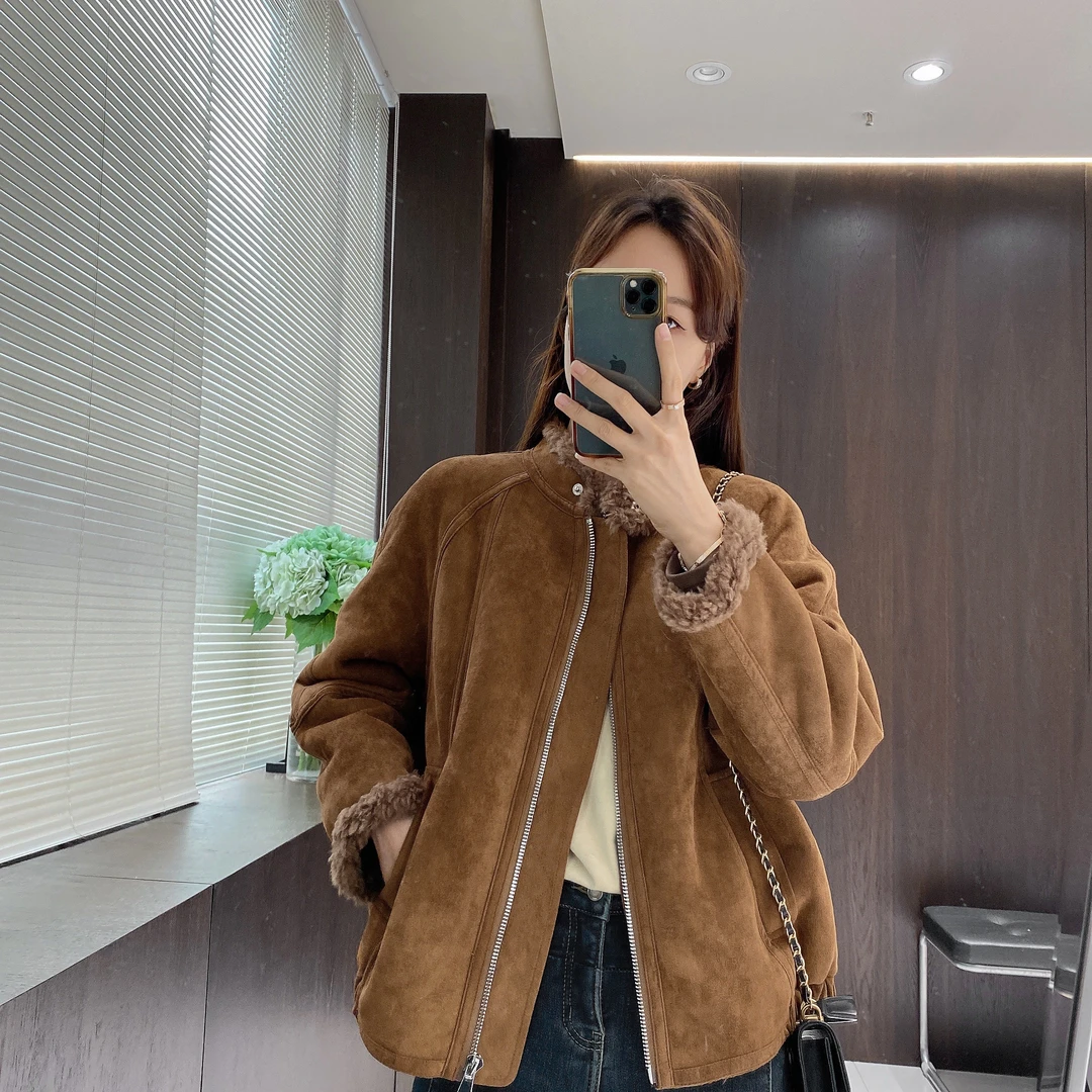 IMFLY金小金自制 羊毛外套DYW7963红人上新美拉德立领机车服女装