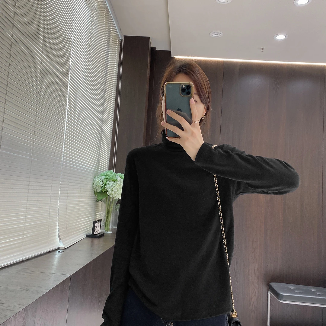 IMFLY金小金自制 打底衫DYW7809堆堆领小衫女秋冬季叠穿软糯内搭