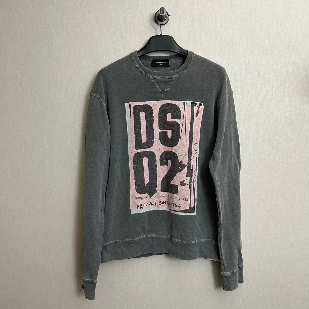 Dsquared2/灰色印花图案卫衣/XL码/9新/公价3700