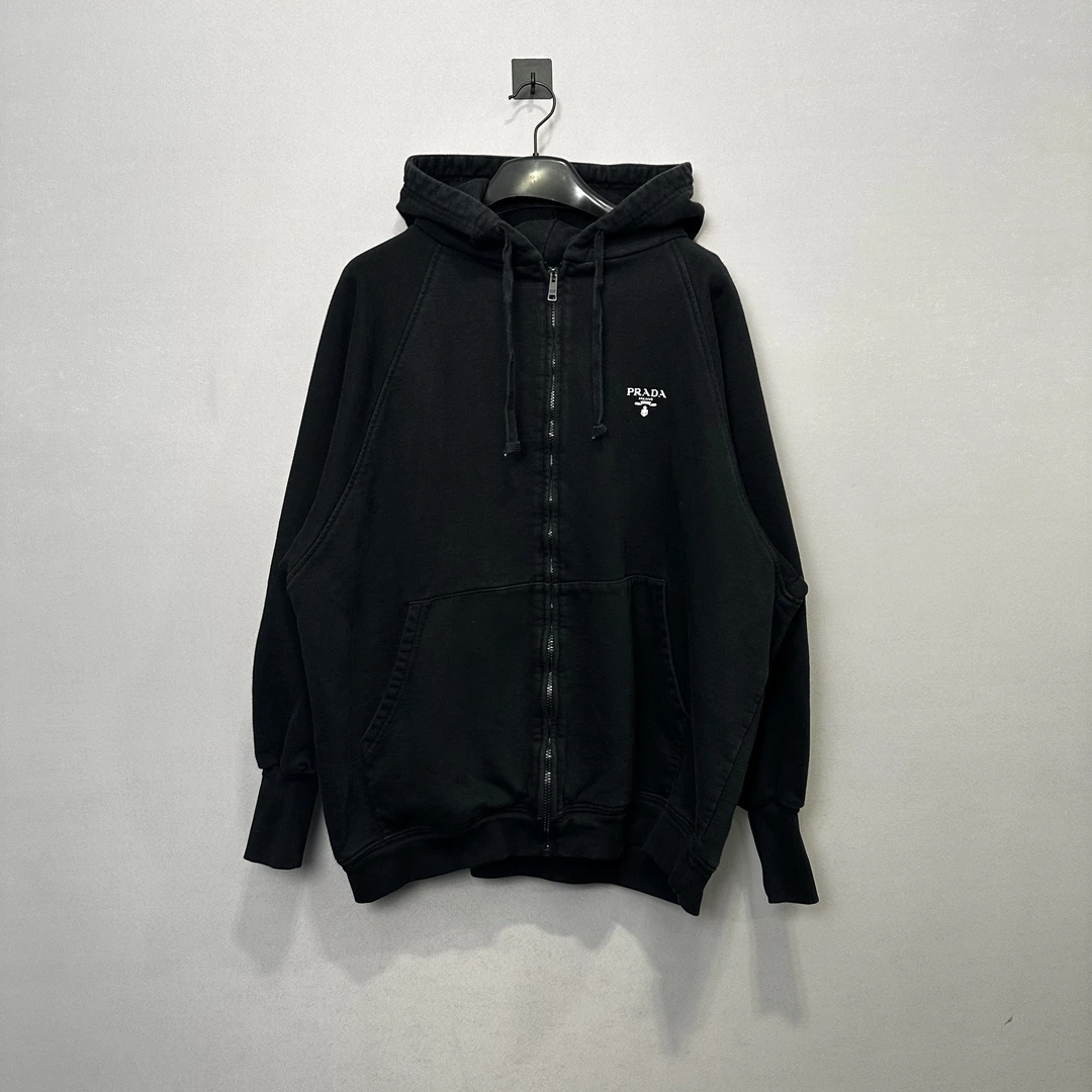 Prada/普拉达新款字母拉链帽衫/S码/98新/公价11500