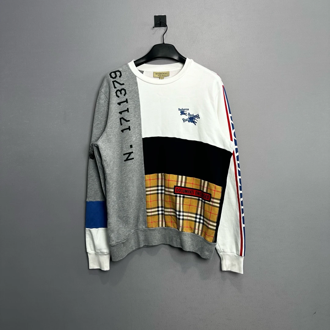 Burberry/博柏利拼接多元素格纹战马卫衣/M码/98新/公价5700