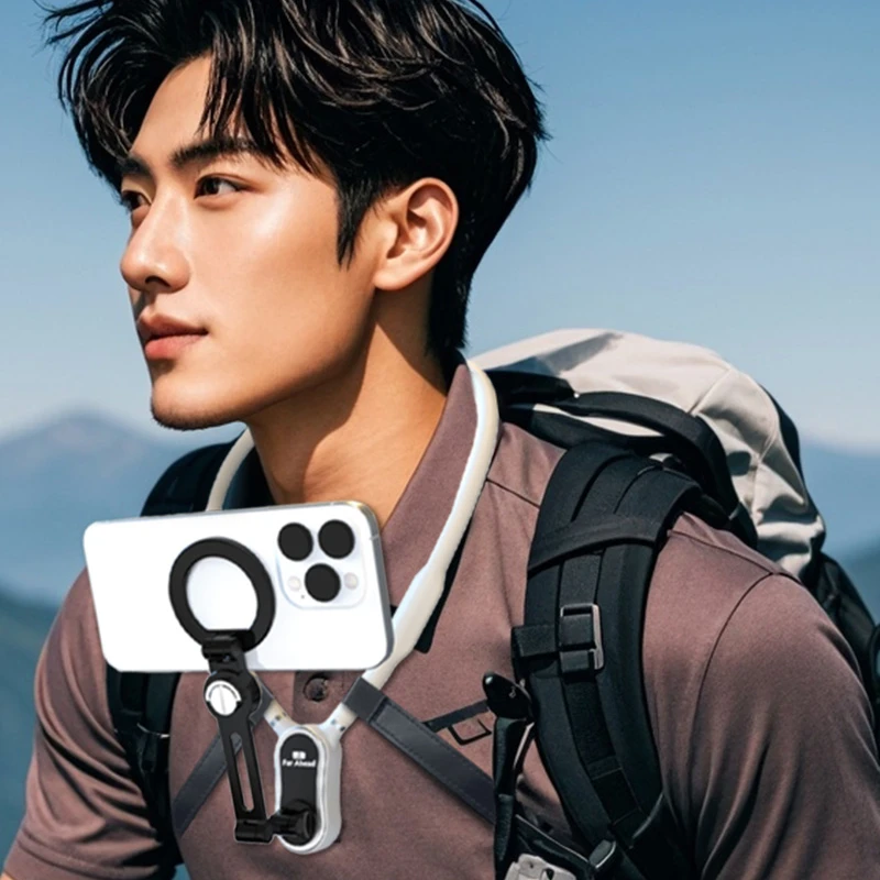 【运动版】视跑第一人称视角运动相机挂脖通用支架强磁吸器+手机夹