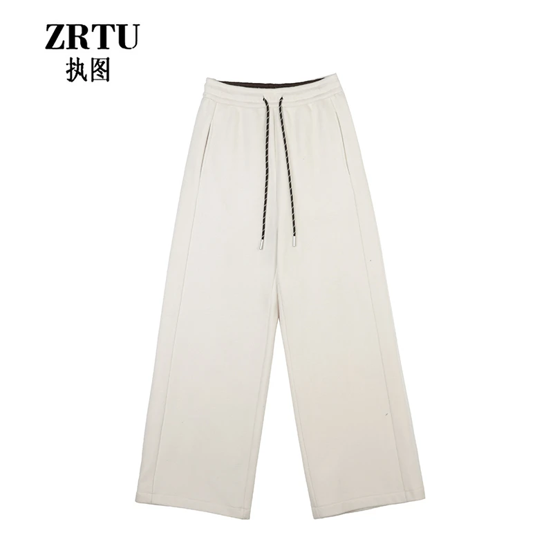 【ZRTU执图】2024冬季休闲运动高腰直筒宽松百搭加绒阔腿卫裤ZR1619