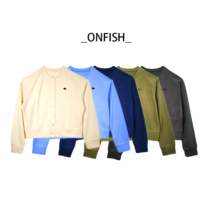 女装卫衣春秋短款棒球服宽松薄款外套美式圆领开衫长袖运动简约