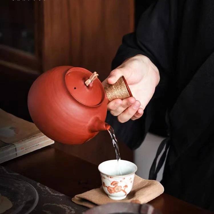 半斋粉引清风酒精炉红泥大肚侧把壶煮茶壶套组小田甄选茶具纯手工