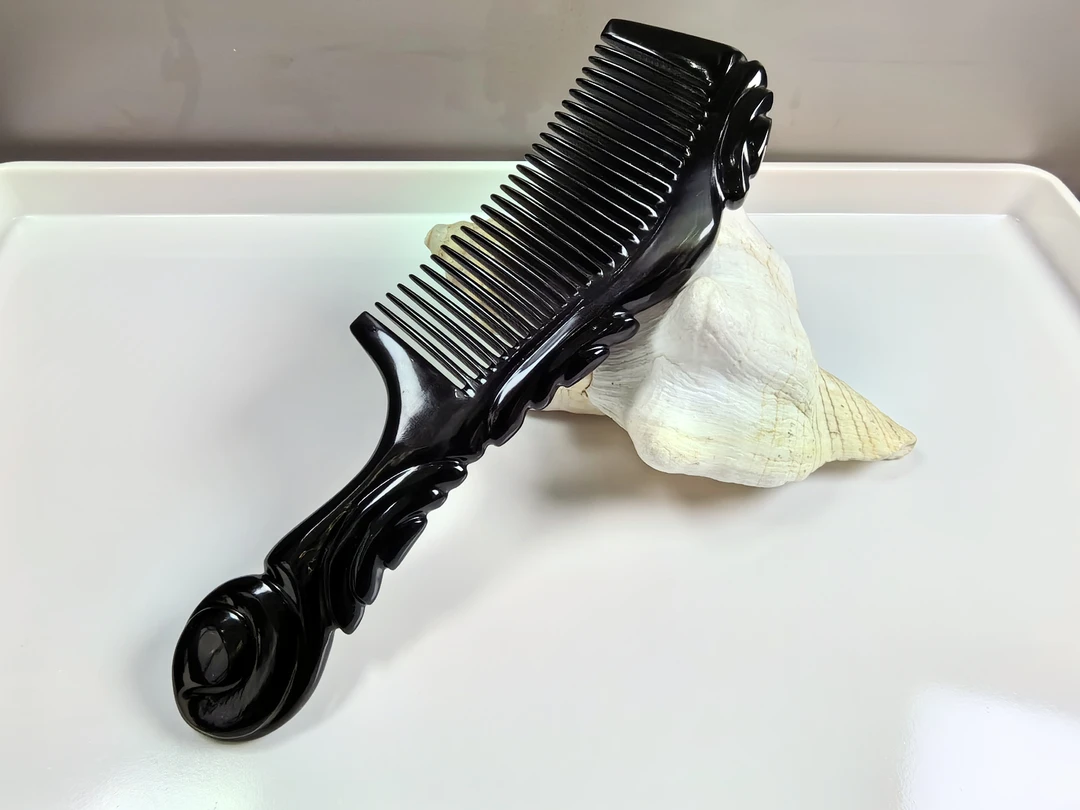 正宗手工天然水牛角20cm加厚手柄如意按摩牛角梳通用